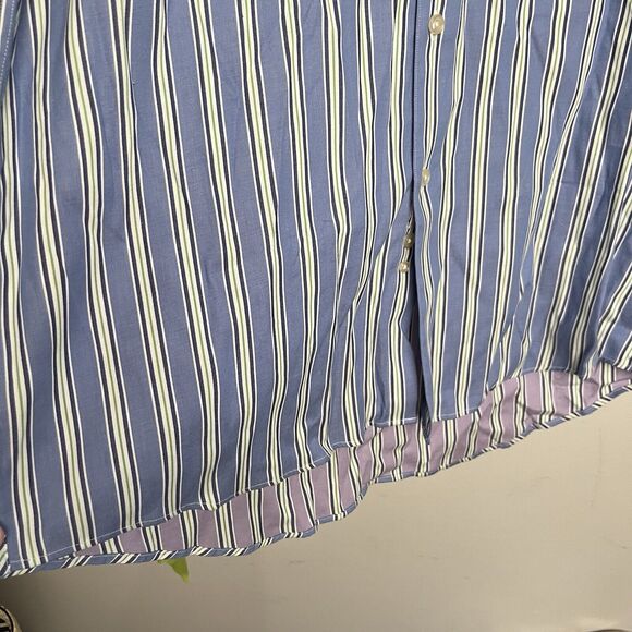 LINCS Men's Striped‎ Shirt Size XL NWT Blue White With Light Purple Inside - Picture 8 of 9